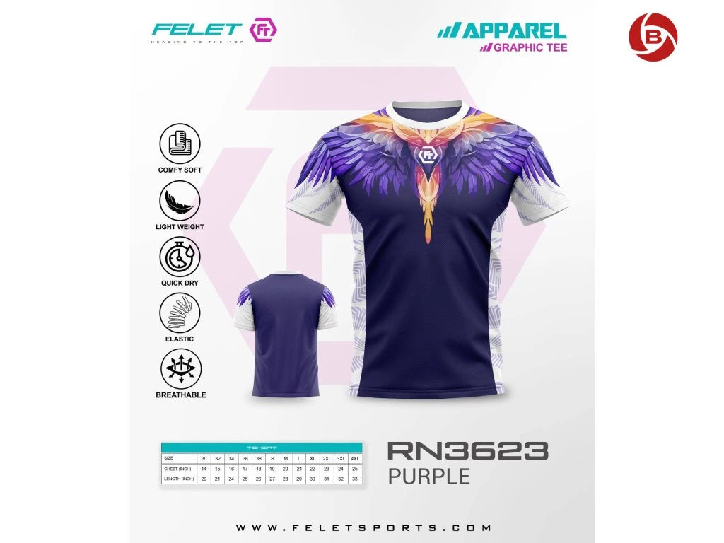 FELET Unisex T-shirt RN 3623 Purple
