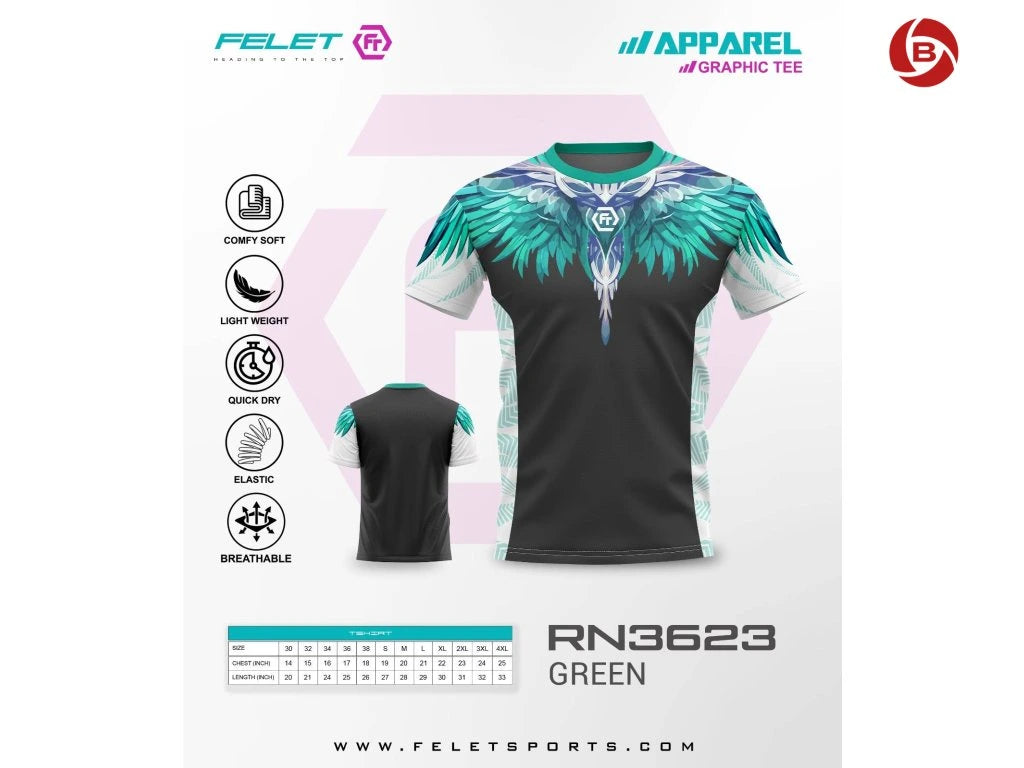 FELET Unisex T-shirt RN 3623 Green