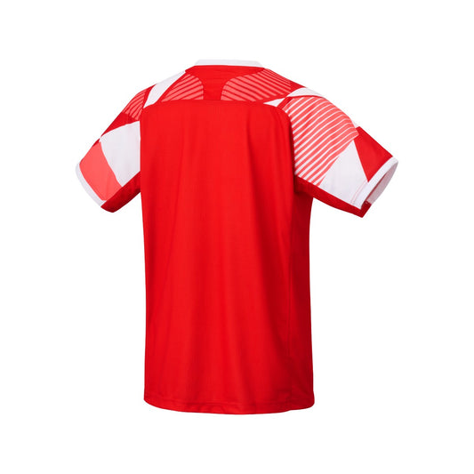 YONEX 10635 Men's Crew Neck Shirt, Bad.Tournament, Tango Red