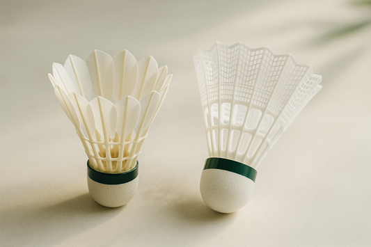 Federball und Plastikball nebeneinander