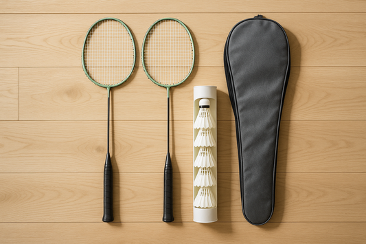 Badminton-Set mit zwei Schlägern, Federbällen und Tasche