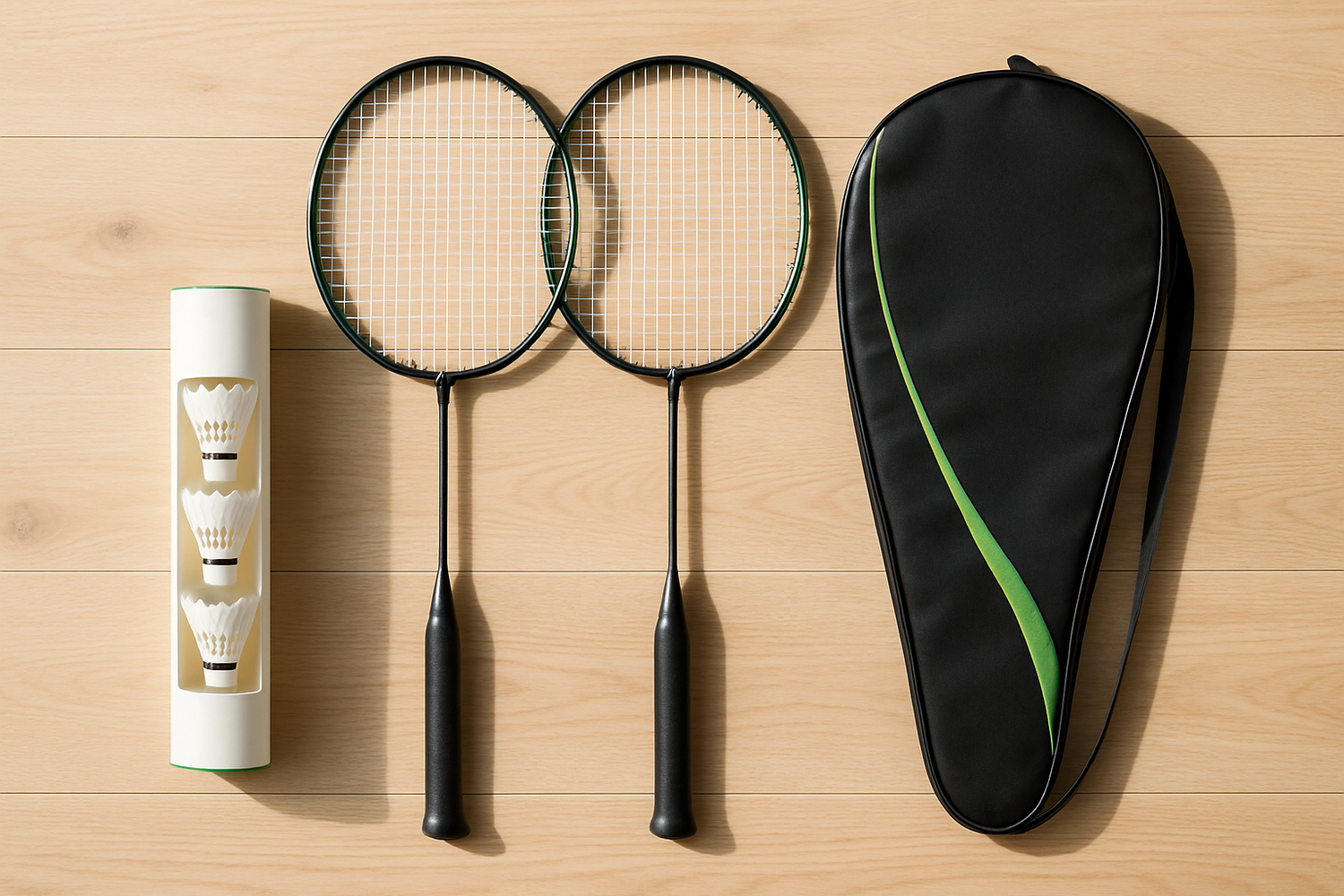 Badminton Set mit zwei Schlägern, Bällen und Tasche