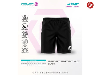 FELET unisex Sport-Shorts 4.0 black