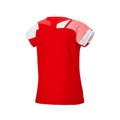 YONEX 20850 Women's Crew Neck Shirt, Bad.Tournament, Tango Red